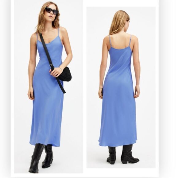 NWT ALLSAINTS Bryony V-Neck Midi Slip Dress Size 8 $169 - Picture 1 of 7